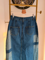 Yan Yırtmaçlı Jean Uzun Etek