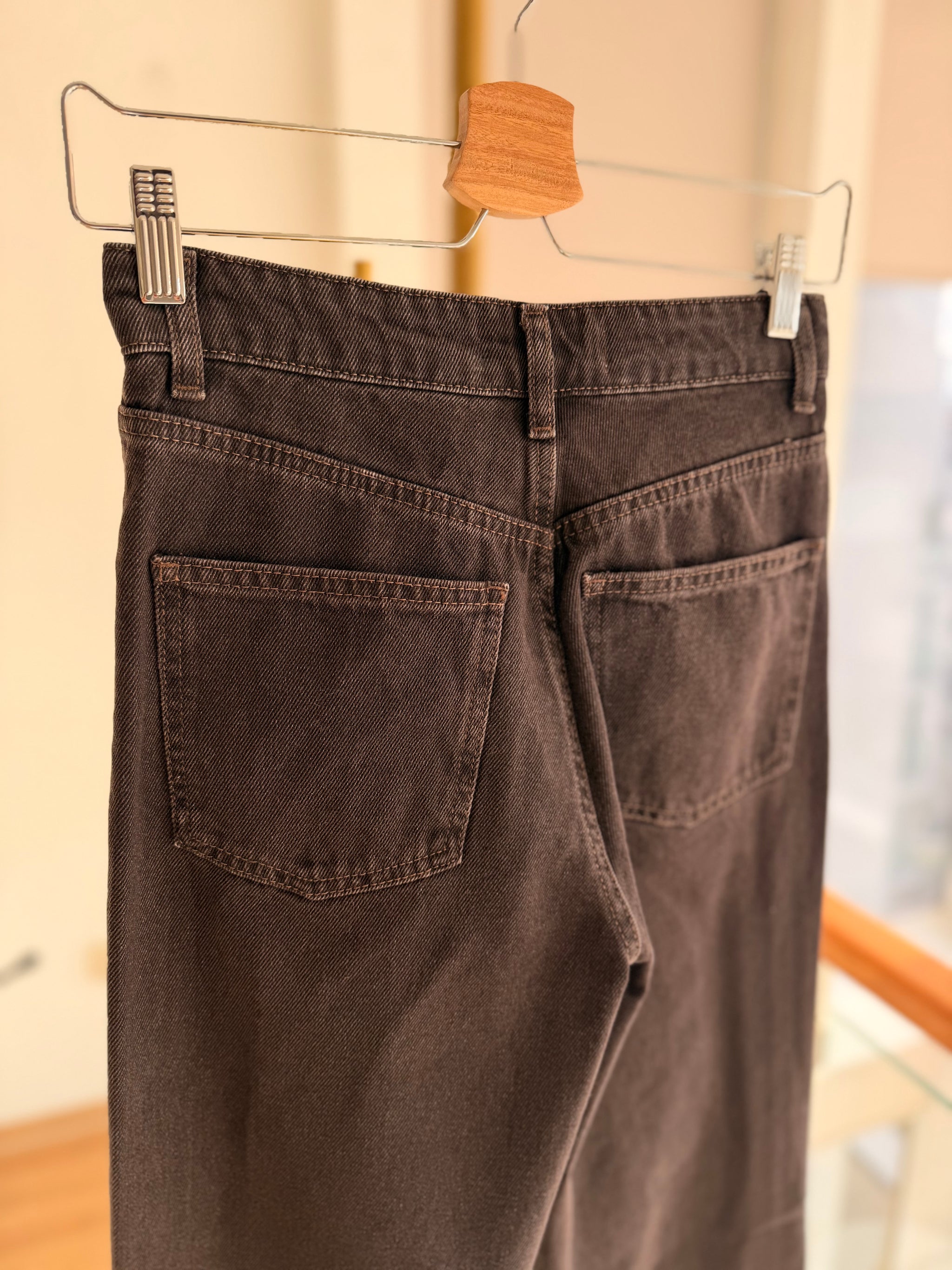 Yüksel Bel Acı Kahve Jean Pantolon