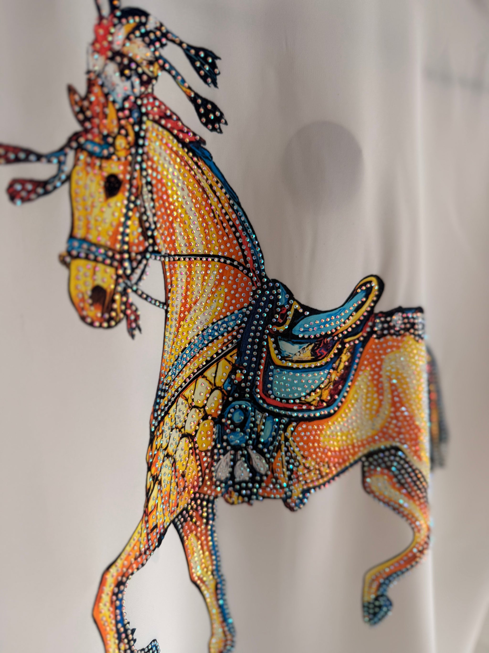 Taşlı Horse Tasarım İpek Saten Gömlek