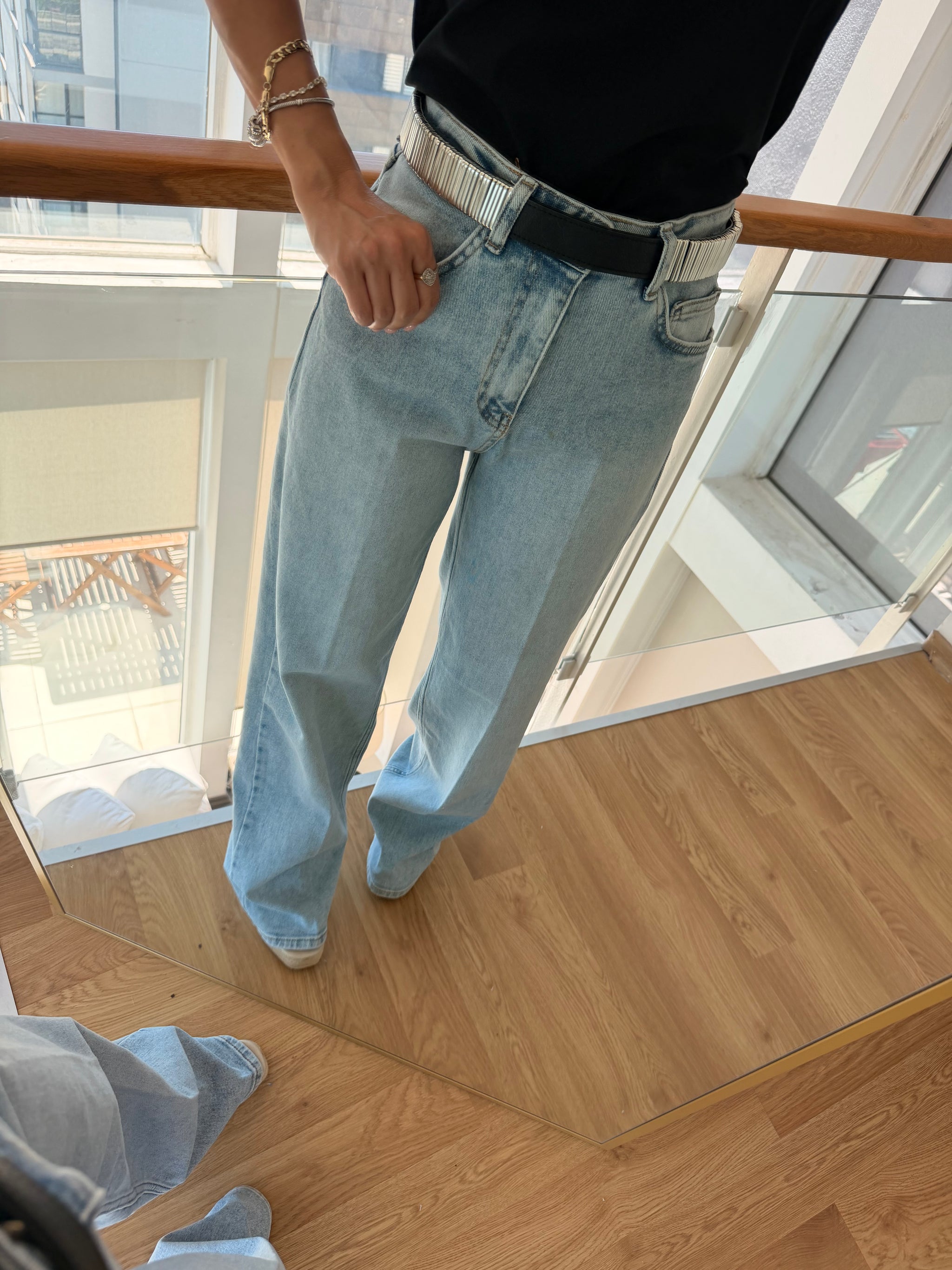 Süet Kemerli Premium Jean Pantolon