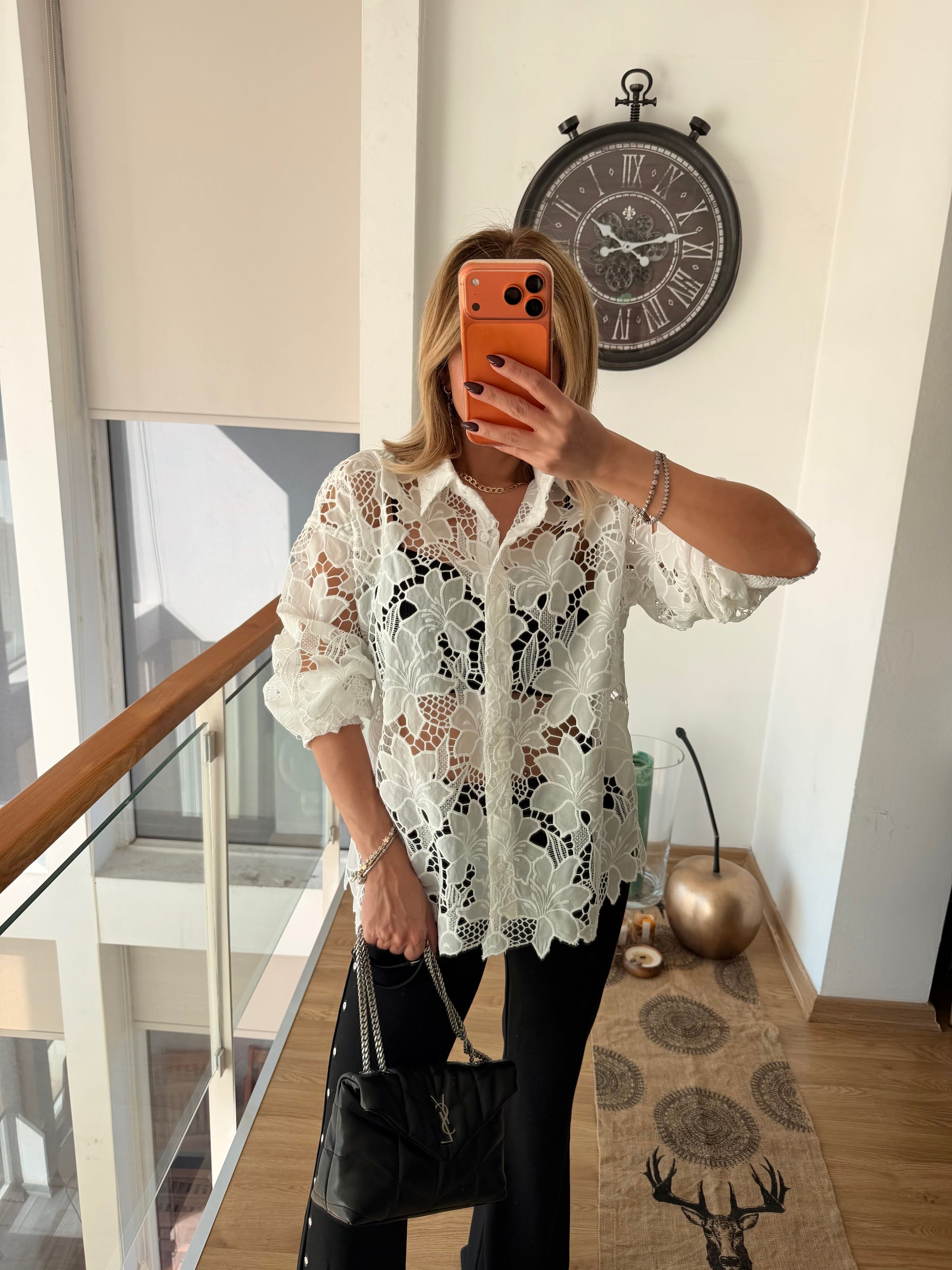 Güpür Tasarım Premium Beyaz Gömlek