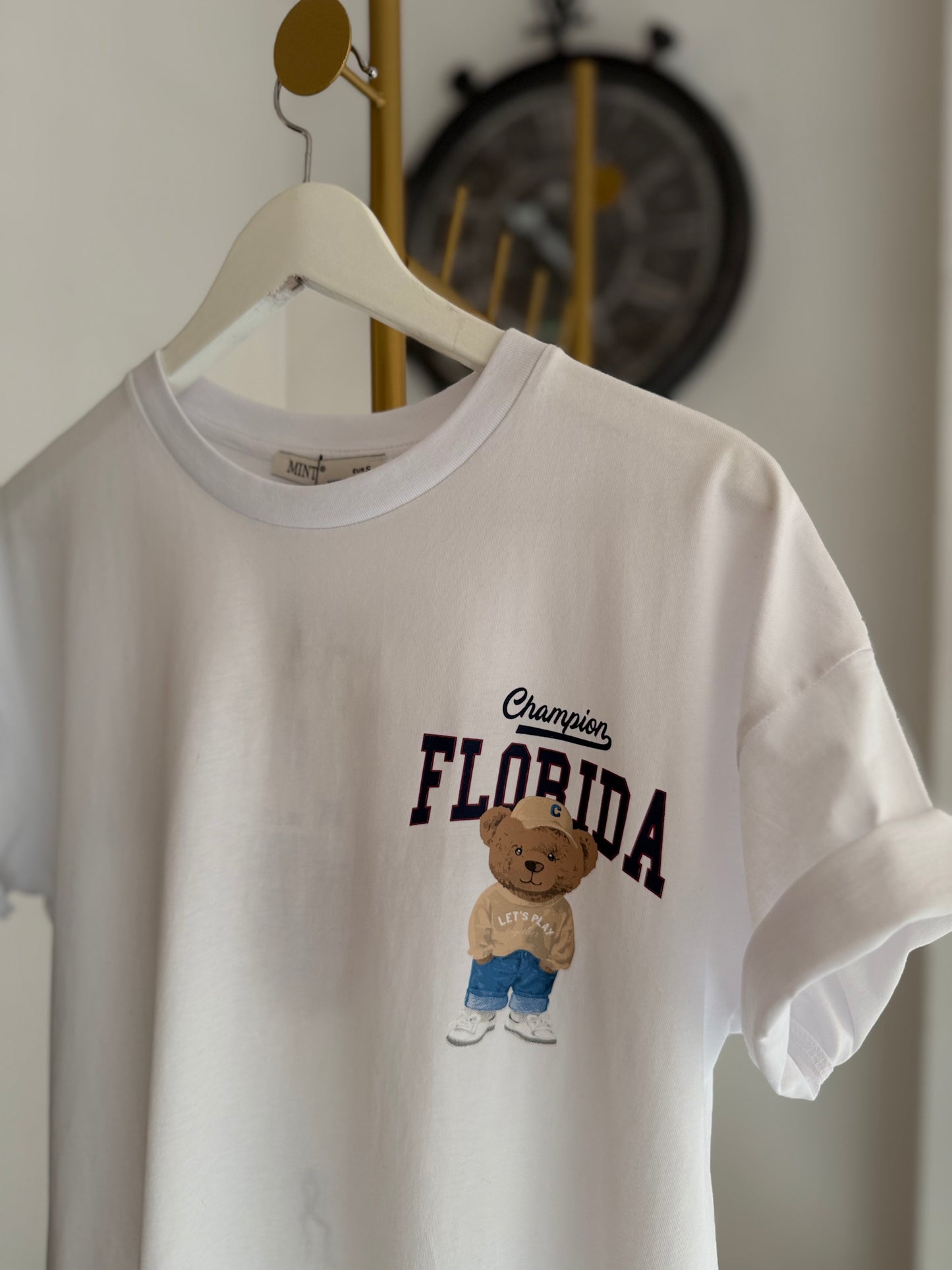 Florida Bear Beyaz Basic Tshirt