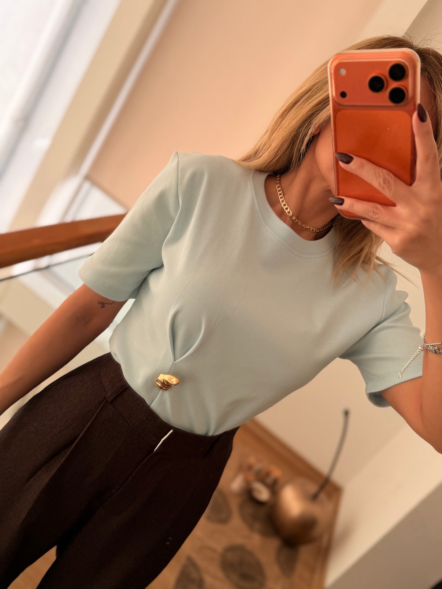 Bebe Mavi %100 Pamuk Gold Tokalı Tshirt