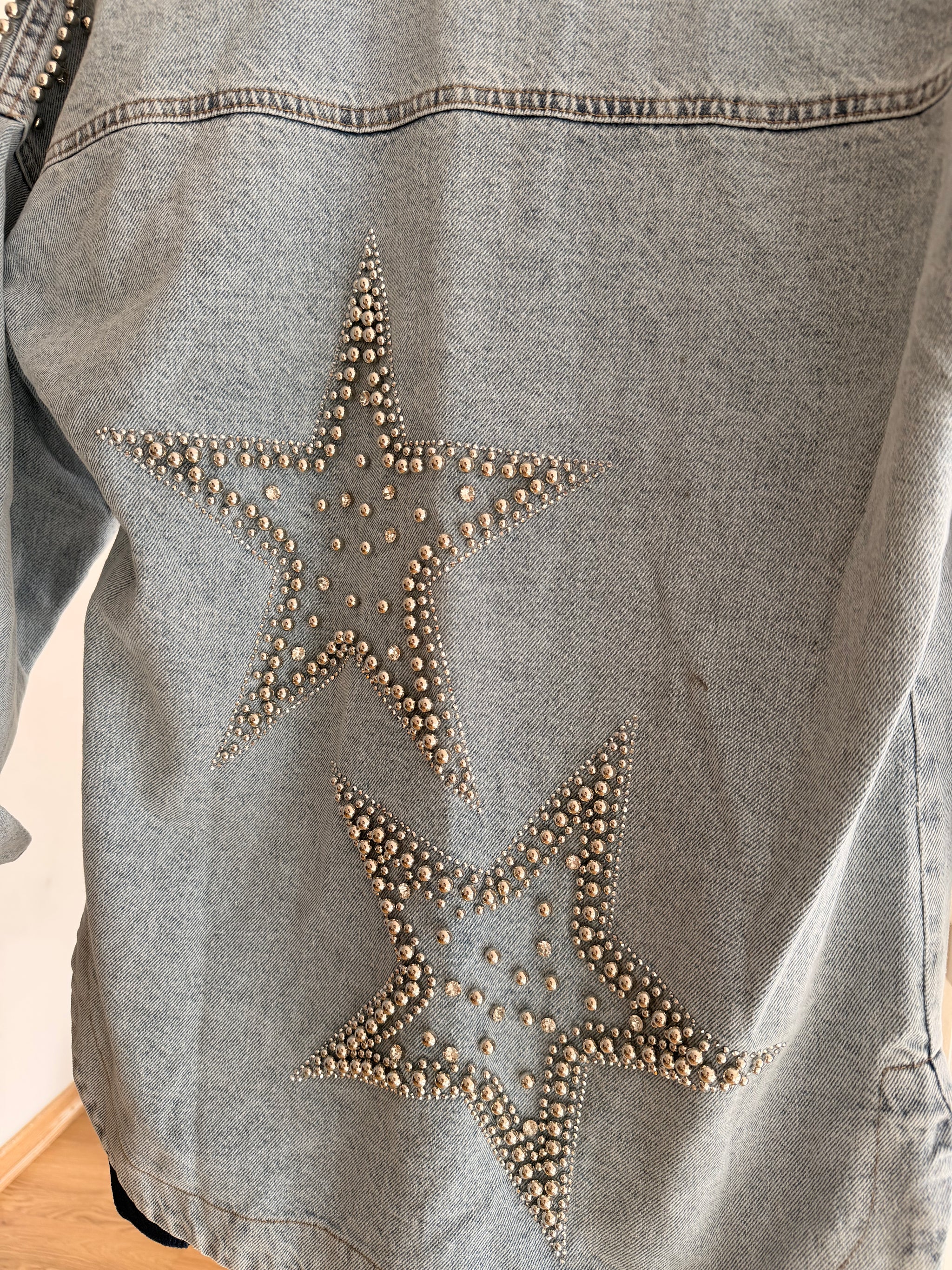 Zımba&Taş İşlemeli Jean Ceket