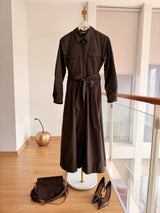 Acı Kahve Cepli Uzun Elbise