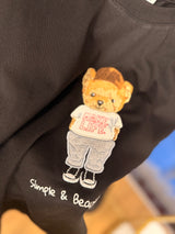 Make Life Bear İşlemeli Siyah Unisex Basic T-shirt