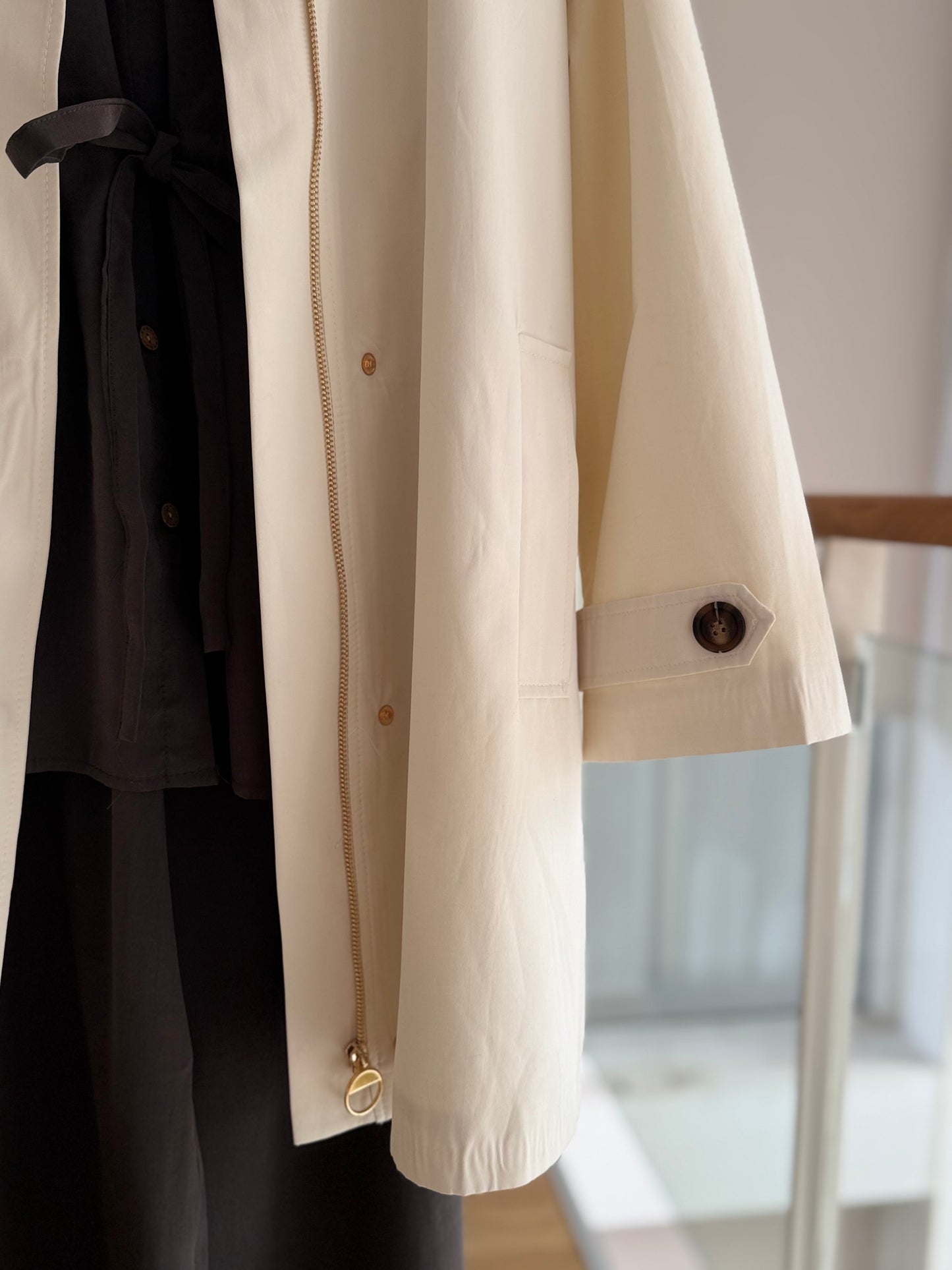 Lueur Concept Premium Ekoseli Ekru Trençkot