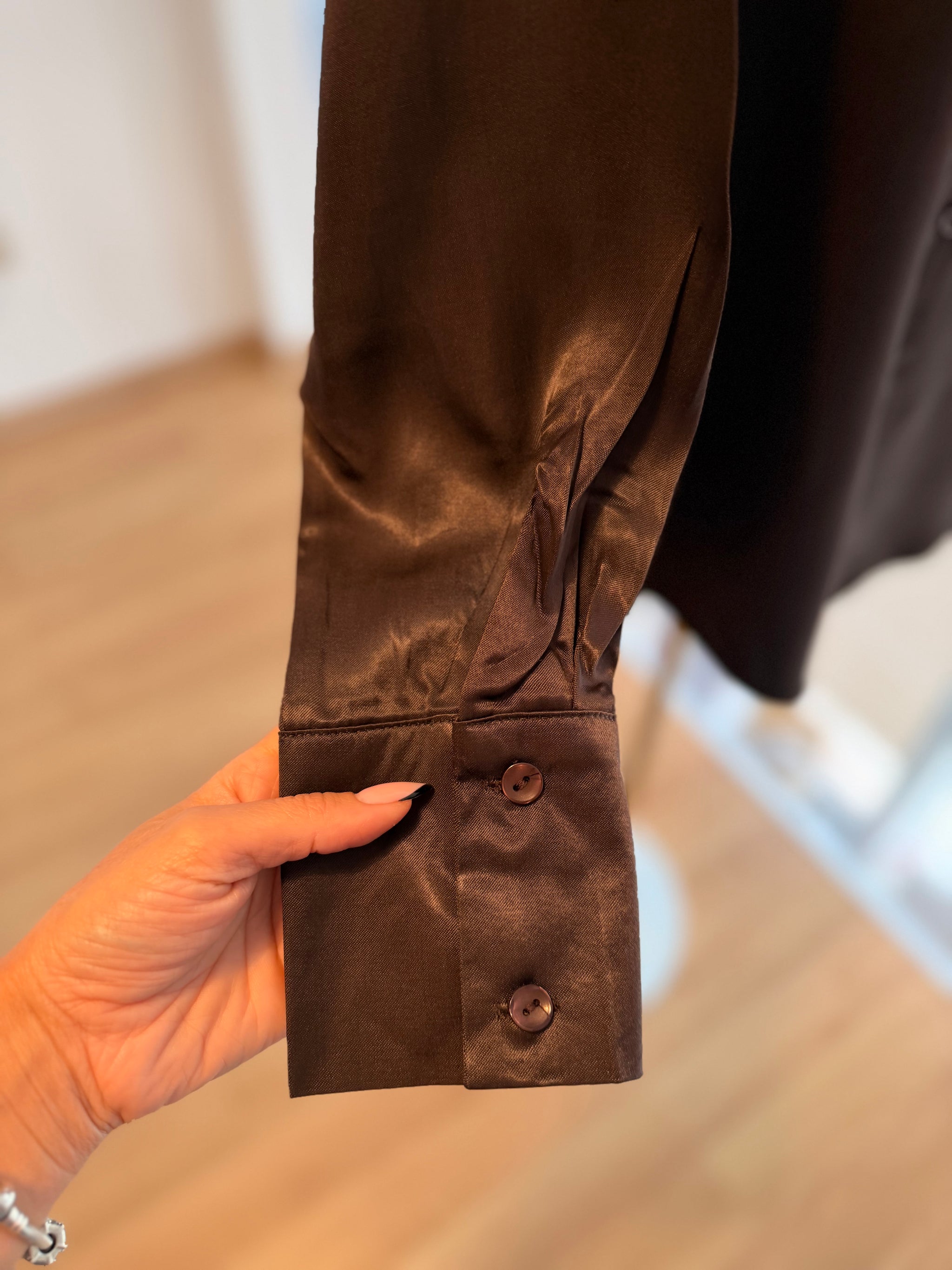 Acı Kahve Dökümlü Pamuk Saten Gömlek