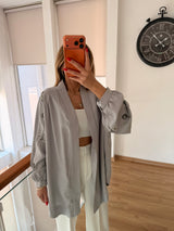 İşlemeli Pamuk Saten Kimono