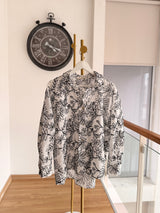 Nakışlı Keten Oversize Gömlek
