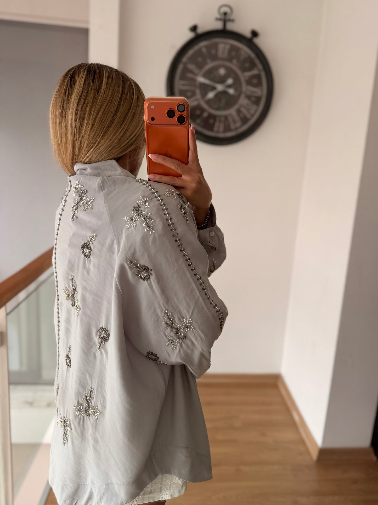 İşlemeli Pamuk Saten Kimono