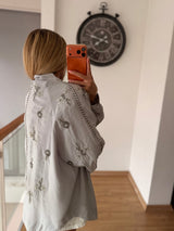 İşlemeli Pamuk Saten Kimono