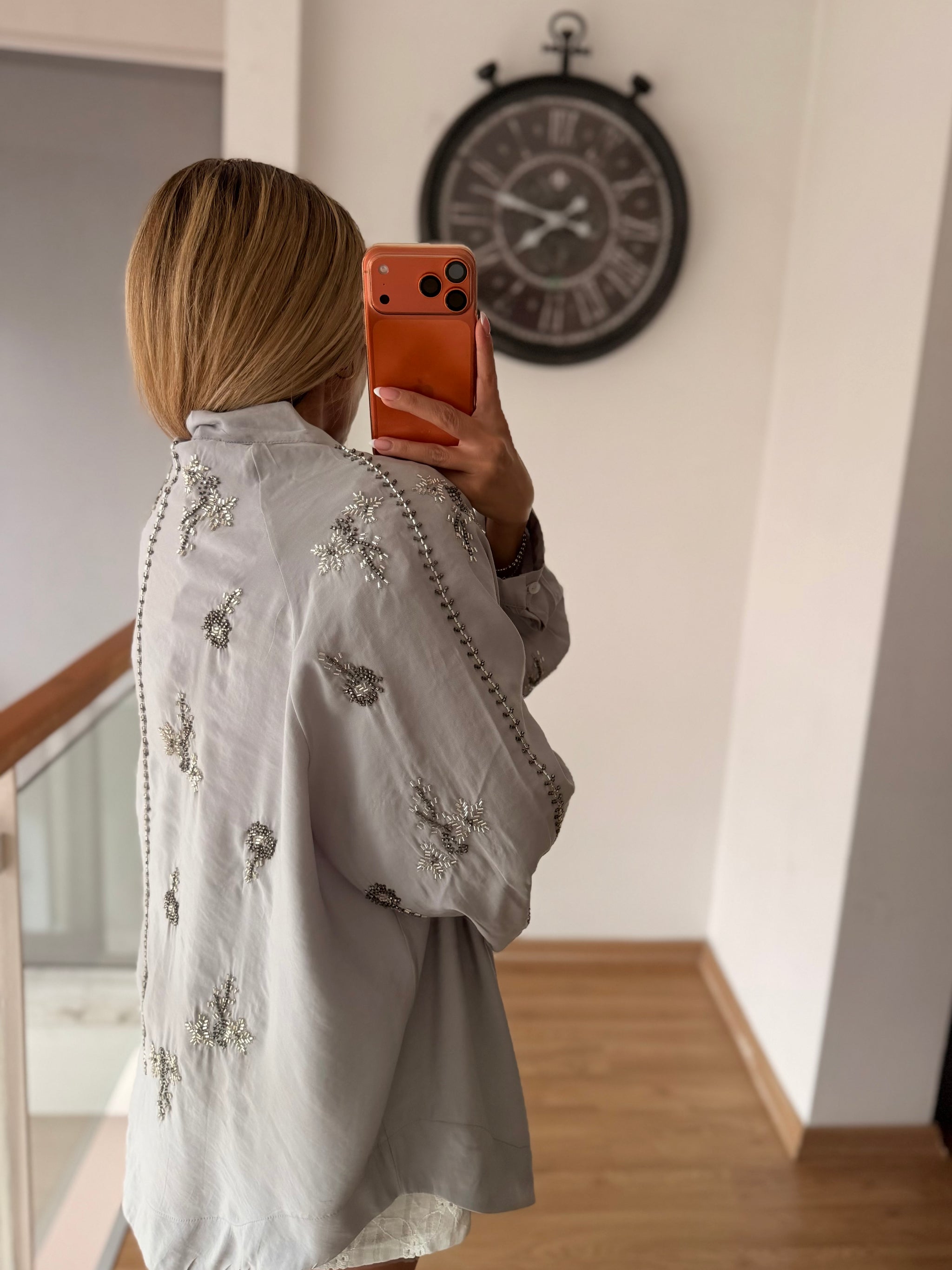 İşlemeli Pamuk Saten Kimono