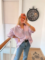 Premium %100 Pamuklu Pastel Pembe Dökümlü Gömlek