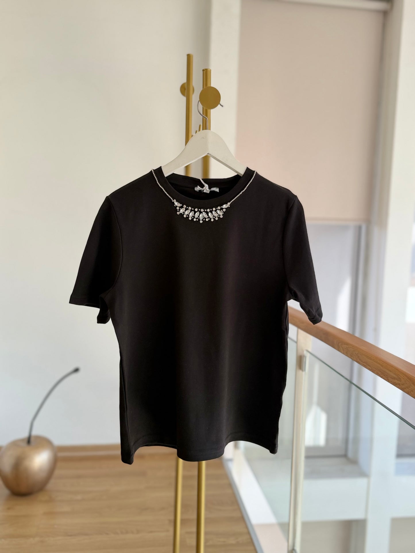 Premium Taş İşlemeli Siyah Tshirt
