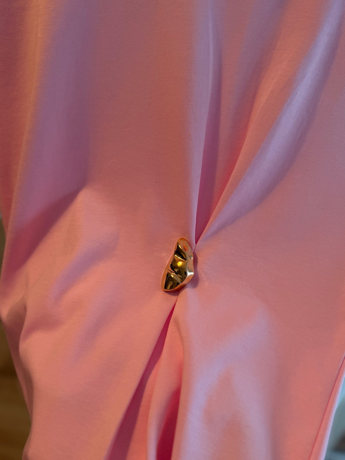 Pembe %100 Pamuk Gold Tokalı Tshirt