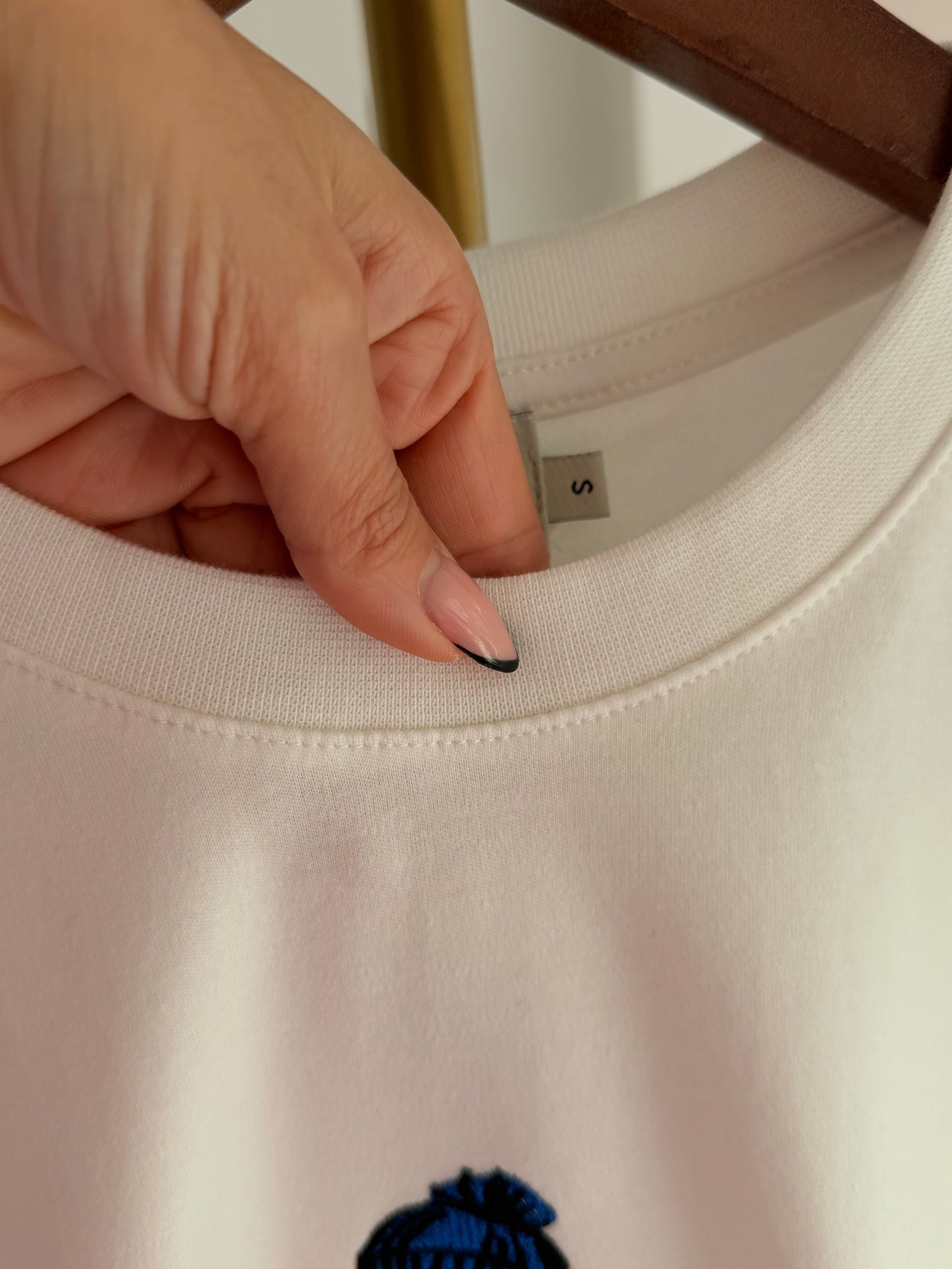 Snow Dog İşlemeli %100 Cotton Basic Tshirt Beyaz