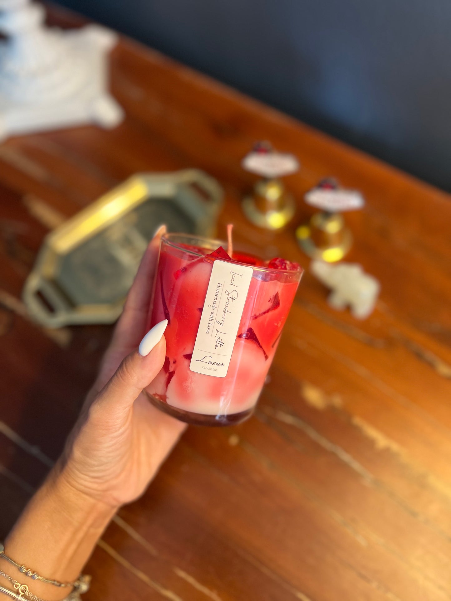 Lueur Iced Strawberry Latte 'Çilek Kokulu Jel&Soya Mumu'