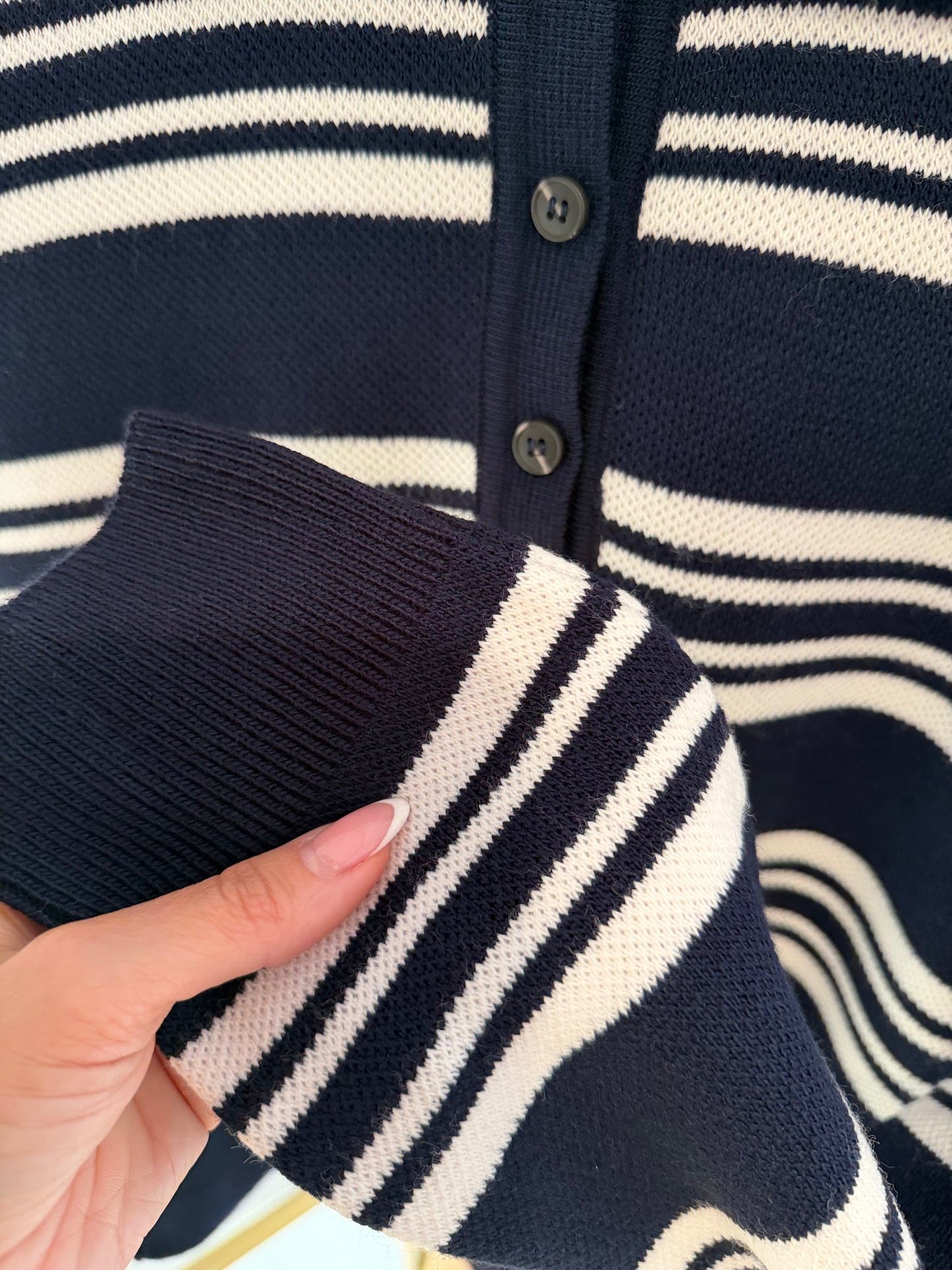 Lacivert Çizgili Kadın Triko Kazak