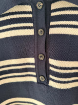 Lacivert Çizgili Kadın Triko Kazak