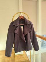 Premium Vatkalı Kısa Süet Trençkot