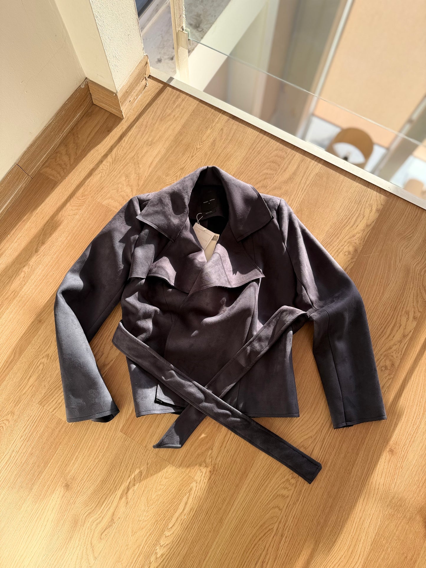 Premium Vatkalı Kısa Süet Trençkot