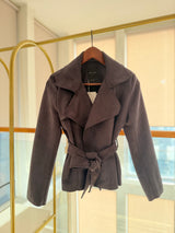 Premium Vatkalı Kısa Süet Trençkot